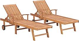 vidaXL 2X Teak Massiv Sonnenliege Gartenliege