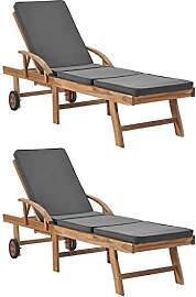 vidaXL 2X Teak Massiv Sonnenliege mit Auflagen 2