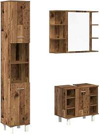 vidaXL 3-TLG. Badmöbel-Set Altholz-Optik