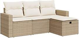 vidaXL 4-tlg. Gartenmöbel Set mit Kissen, beige,