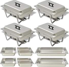 vidaXL 4X Chafing Dish Edelstahl Speisewärmer