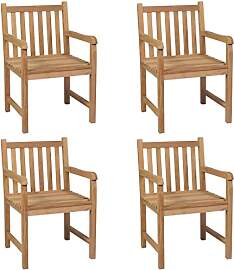vidaXL 4X Teak Massiv Gartenstuhl Gartensessel