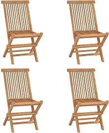 vidaXL 4X Teak Massiv Gartenstuhl ohne Armlehnen
