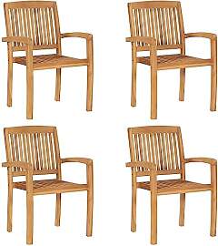 vidaXL 4X Teak Massiv Gartenstuhl Stapelbar