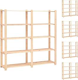 vidaXL 5X Kiefernholz Massiv Lagerregal 5 Böden