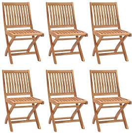vidaXL 6X Teak Massiv Gartenstuhl Klappbar ohne