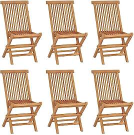 vidaXL 6X Teak Massiv Gartenstuhl Klappbar ohne