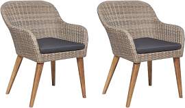 vidaXL Akazie 2X Gartenstuhl Poly Rattan Stuhl