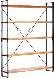 vidaXL Akazienholz Massiv Bücherregal 5 Fächer