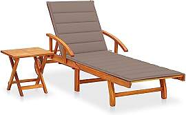 vidaXL Akazienholz Massiv Sonnenliege mit Tisch