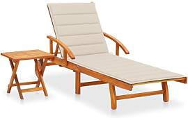 vidaXL Akazienholz Massiv Sonnenliege mit Tisch