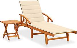 vidaXL Akazienholz Massiv Sonnenliege mit Tisch