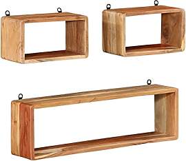 vidaXL Akazienholz Massiv Würfelregal Set 3-TLG.