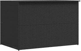 vidaXL Auflagenbox Poly Rattan Schwarz Kissenbox