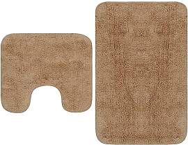 vidaXL Badematte 2-TLG. Beige Badteppich