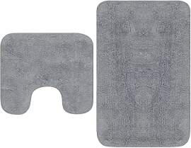 vidaXL Badematte 2-TLG. Grau Badteppich
