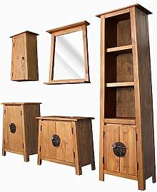 vidaXL Badezimmer Set 5-TLG. Recyceltes Pinienholz 