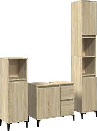vidaXL Badmöbel Set 3-TLG., Badschrank mit