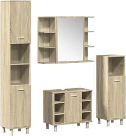vidaXL Badmöbel Set 4-TLG., Badschrank mit