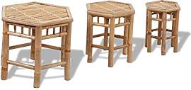 vidaXL Bambus Hocker 3er Set Bambustisch
