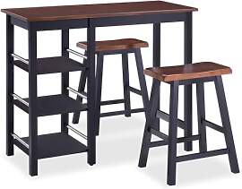 vidaXL Bar Set 3-TLG. MDF Schwarz Bartresen