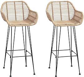 vidaXL Barstuhl 2 pcs Natur 55 x 52 x 105 cm