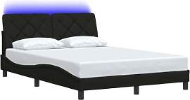 vidaXL Bettgestell mit LED ohne Matratze Schwarz
