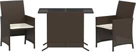 vidaXL Bistro Set mit Kissen 3-TLG., Gartenmöbel