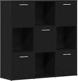 vidaXL Bücherschrank Schwarz Eichen-Optik
