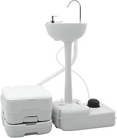 vidaXL Camping Toiletten-Set 2 pcs Grau und Weiß, 