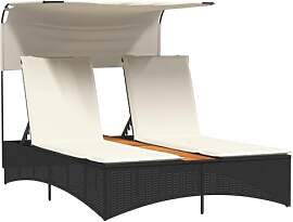 vidaXL Doppel Sonnenliege, Gartenliege mit Dach