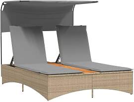 vidaXL Doppel Sonnenliege, Gartenliege mit Dach