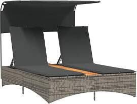 vidaXL Doppel Sonnenliege, Gartenliege mit Dach