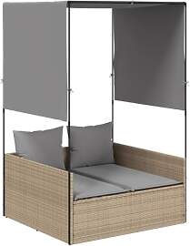 vidaXL Doppel Sonnenliege, Gartenliege mit Dach