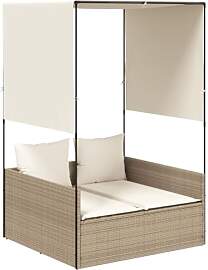 vidaXL Doppel Sonnenliege, Gartenliege mit Dach