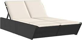 vidaXL Doppel Sonnenliege, Gartenliege mit Kissen, 