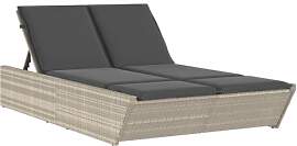 vidaXL Doppel Sonnenliege, Gartenliege mit Kissen, 