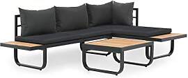 vidaXL Ecksofa Tisch Kissen Alu WPC Couch