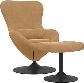 vidaXL Eierstuhl mit Fußhocker Braun Samt,