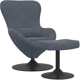 vidaXL Eierstuhl mit Fußhocker Dunkelgrau Samt,