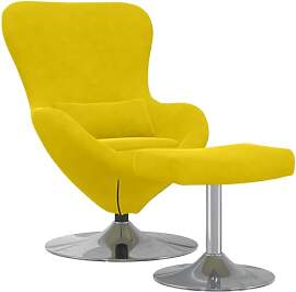 vidaXL Eierstuhl mit Fußhocker Gelb Samt,