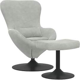 vidaXL Eierstuhl mit Fußhocker Hellgrau Samt,