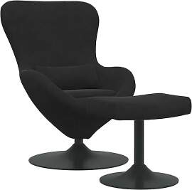 vidaXL Eierstuhl mit Fußhocker Schwarz Samt,