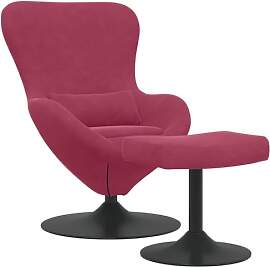 vidaXL Eierstuhl mit Fußhocker Weinrot Samt,