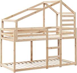 vidaXL Etagenbett, Hochbett mit Dach Leitplanken,