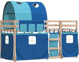 vidaXL Etagenbett, Kinderbett mit Vorhängen