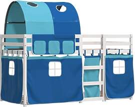 vidaXL Etagenbett, Kinderbett mit Vorhängen