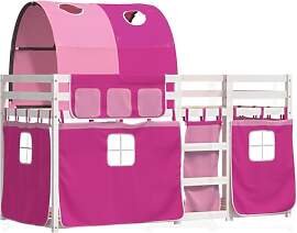 vidaXL Etagenbett, Kinderbett mit Vorhängen