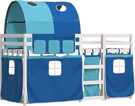 vidaXL Etagenbett, Kinderbett mit Vorhängen