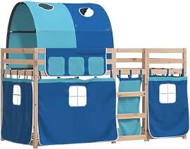 vidaXL Etagenbett, Kinderbett mit Vorhängen